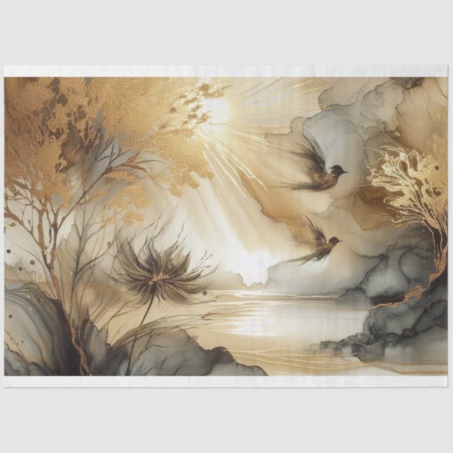 Birds Tissue Paper, Decoupage, Gift Wrapping Tissue Paper (Front)