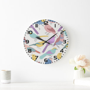 Birds Together Large Clock