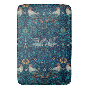 Birds (Vintage Floral Pattern) (by William Morris) Bath Mat