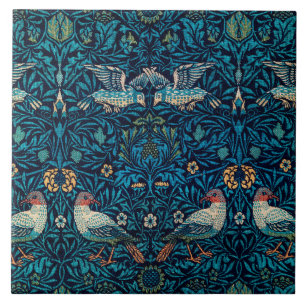 Birds (Vintage Floral Pattern) (by William Morris) Ceramic Tile