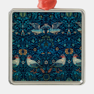 Birds (Vintage Floral Pattern) (by William Morris) Metal Ornament