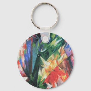 Birds (Vogel) by Franz Marc, Vintage Cubism Art Key Ring