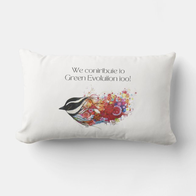 Birds: We contribute to green evolution too. Lumbar Cushion (Front)