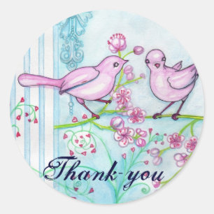 Birds Wedding Engagement Thank You Sticker