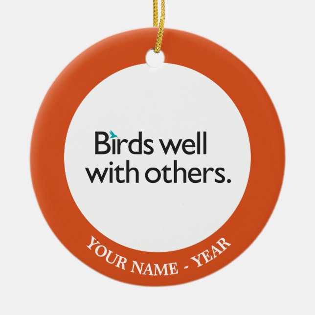 Birds Well with Others Ceramic Ornament (Front)