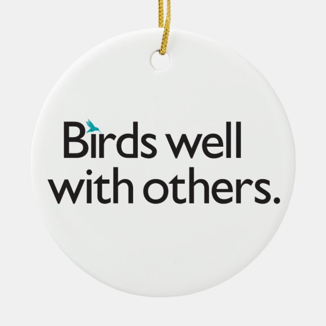 Birds Well with Others Ceramic Ornament (Front)