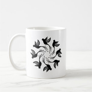 Birds Whirlpool Pattern Design Spiral Nature Coffee Mug