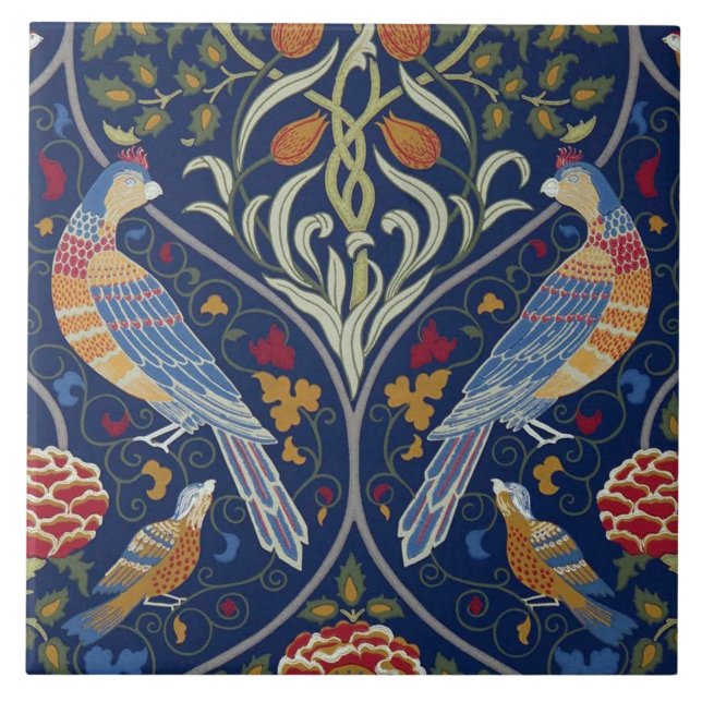 Birds, William Morris Ceramic Tile (Front)
