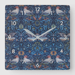 Birds, William Morris Square Wall Clock