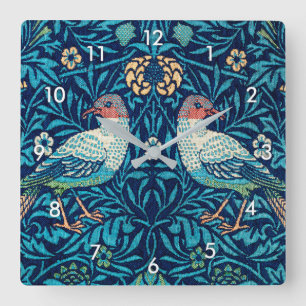 Birds, William Morris Square Wall Clock