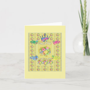 Birds with Crown on Yellow Gold Thank You Card