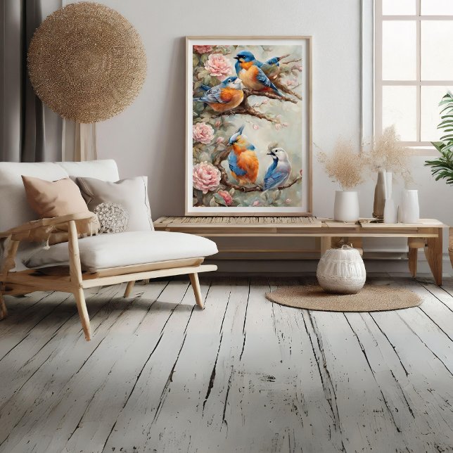 Birds with Flowers  Photo Print (Birds with Flowers Photo Print)