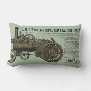Birdsall's Steam Traction Engine 1889 Farm Tractor Lumbar Cushion