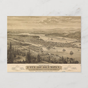 Birdseye view of Olympia, Washington (1879) Postcard
