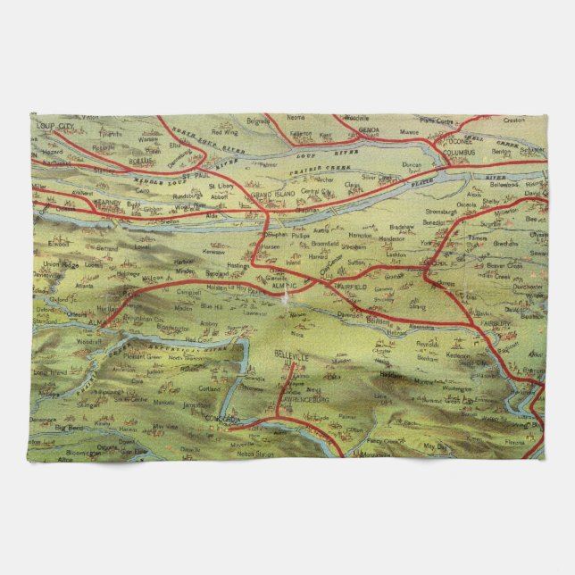 Birdseyes View Great Plains Tea Towel (Horizontal)