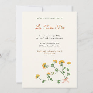 Birdsfoot Trefoil Kids Birthday Party Invitation