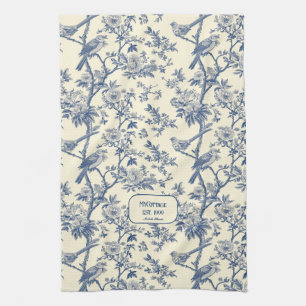 Birdsong Cobalt and Cream Toile de Jouy Tea Towel