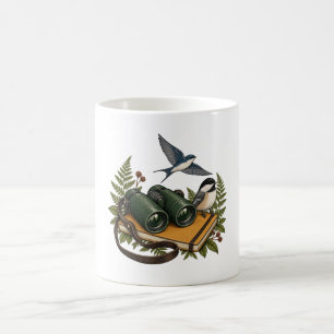 Birdwatcher Binoculars Chickadee Swallow Mug