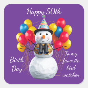 Birdwatcher Birthday Party Design - customizablle  Square Sticker