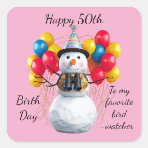 Birdwatcher Birthday Party Design - customizablle Square Sticker