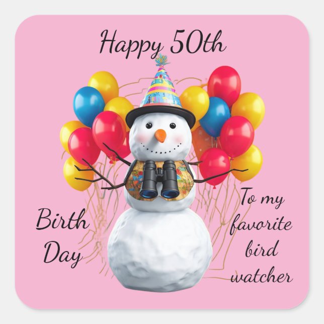 Birdwatcher Birthday Party Design - customizablle  Square Sticker (Front)