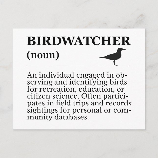 Birdwatcher Definition Observation Identification Postcard (Front)