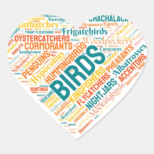 Birdwatcher gift Birder Birds Lover Wordcloud Heart Sticker (Front)