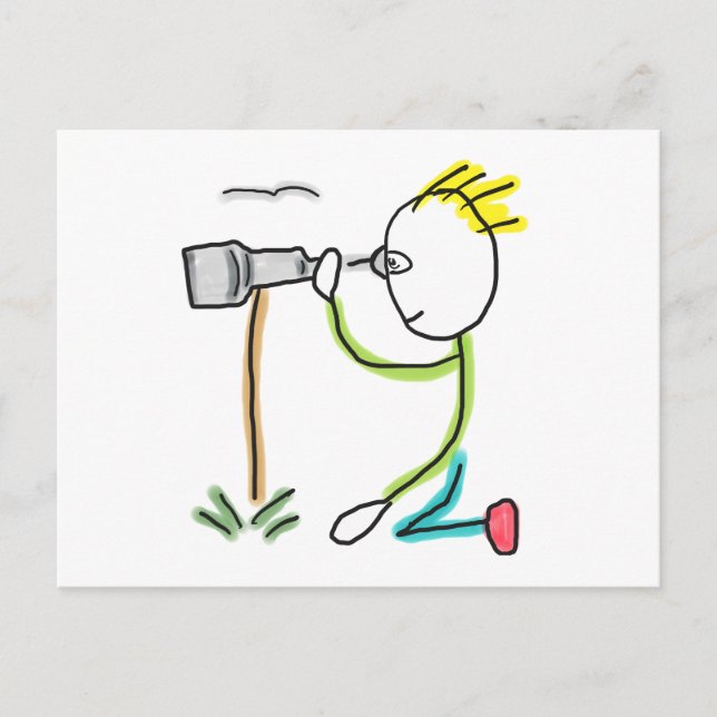 Birdwatching Stickman Postcard (Front)
