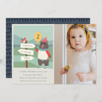 Birdy Bear Milestone Any Age Photo Birthday Invite