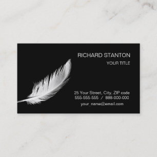 Birdy white feather business card