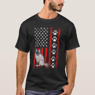Birman Cat 4th Of July Patriotic American Flag Paw T-Shirt