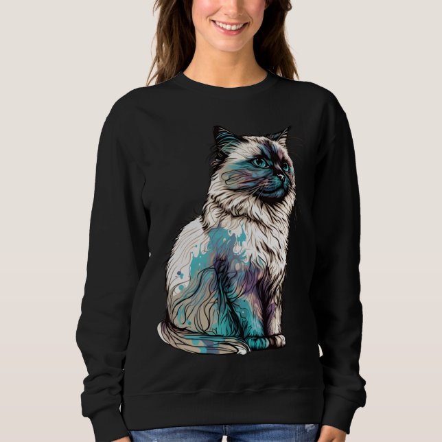 Birman Cat Breed Colorful Mom Lady Sweatshirt (Front)