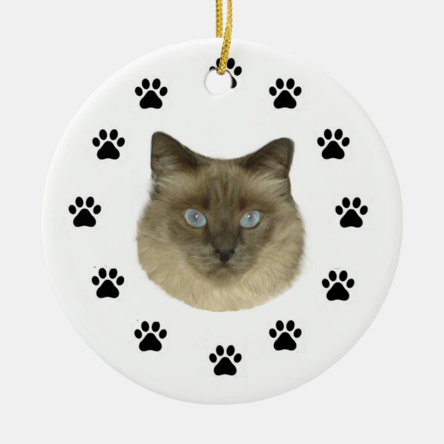 Birman Cat Ceramic Ornament (Front)