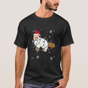 Birman Cat Christmas Lights Christmas Cat Santa ha T-Shirt
