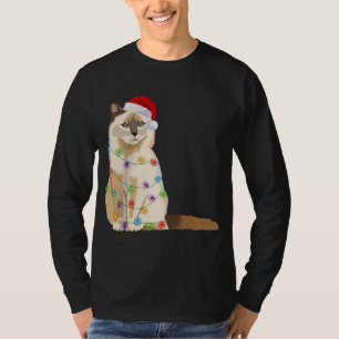 Birman Cat Christmas Lights Xmas Cat Lover Santa H T-Shirt
