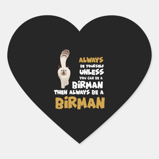 Birman Cat  Heart Sticker (Front)