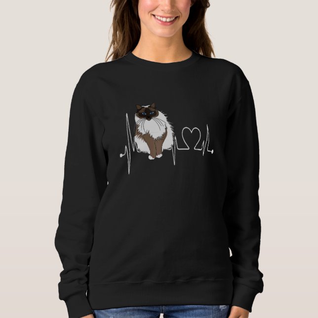 Birman Cat Heartbeat EKG  Cat Kitten  Design Sweatshirt (Front)