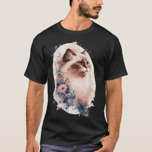 Birman Cat Japanese Cherry Blossom Floral Cat Bree T-Shirt