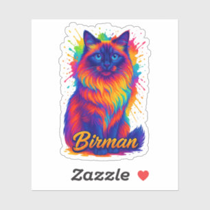 Birman Cat Pop Art – Vibrant Neon Rainbow Illustra