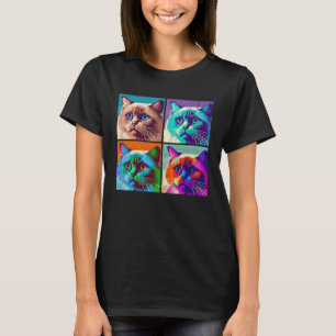 Birman Cat Pop Illustration Colorful Animal Women T-Shirt