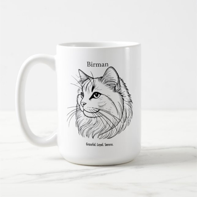 Birman Cat Portrait Coffee Mug (Left)