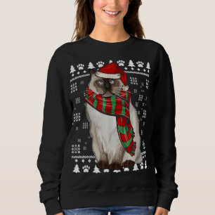 Birman Cat Santa Hat Xmas Ugly Christmas Sweatshirt