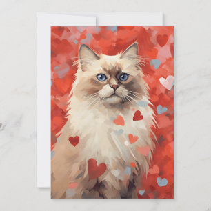 Birman cat Valentine's day Holiday Card
