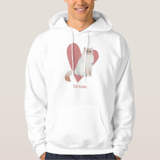 Birman Cat Watercolor Kitty Pink Heart Hoodie