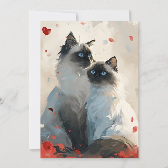 Birman Cats Valentine's Day Holiday Card (Front)