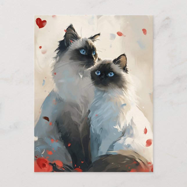 Birman Cats Valentine's Day Postcard (Front)