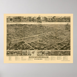Birmingham, AL Panoramic Map - 1885 Poster