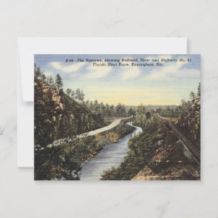 Birmingham AL, The Narrows, Railroad, 1940s Postcard