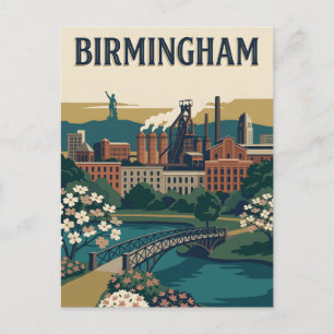 Birmingham Alabama Industrial Retro Vintage Poster Postcard
