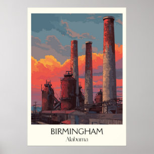 Birmingham Alabama Industrial Skyline Poster